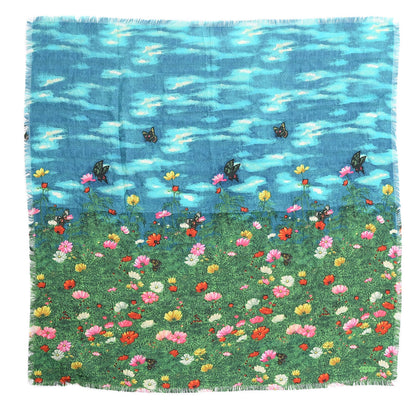 Gucci Modal Silk Cashmere Vita Garden Scarf Turquoise Blue 1 of 5