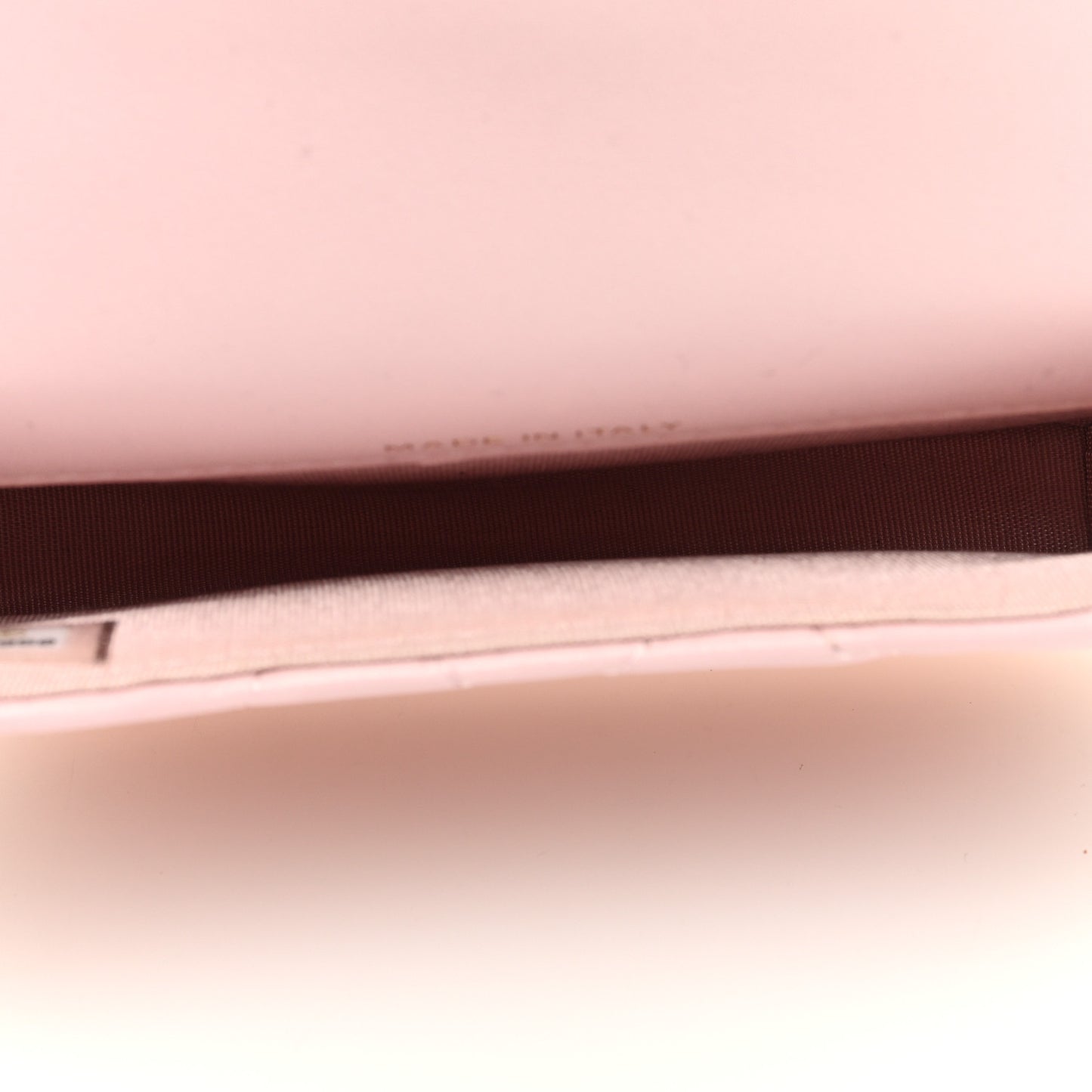 Calfskin Quilted About Pearls Card Holder Flap With Chain Light Pink
