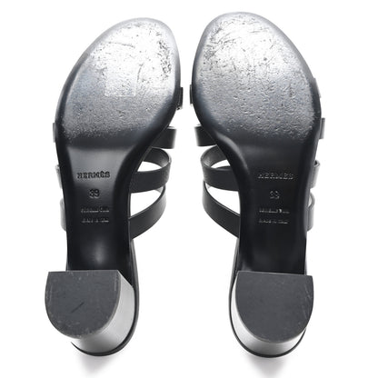 Hermes Calfskin Epsom Amica Sandals 39 Black 6 of 9