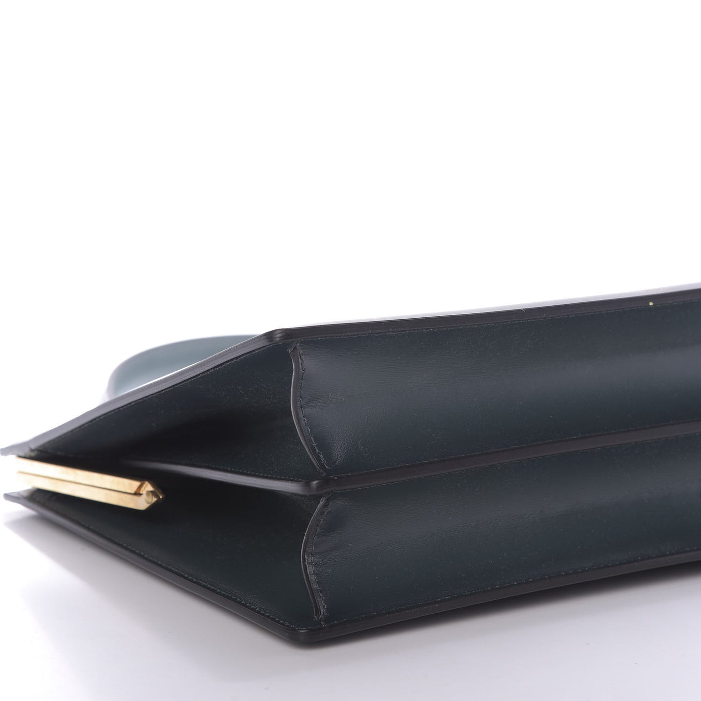 Box Calfskin Medium Clasp Bag Dark Green