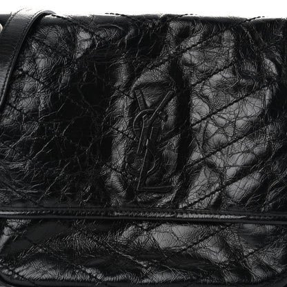 Saint Laurent Crinkled Calfskin Matelasse Monogram Medium Niki Chain Satchel Black 7 of 10