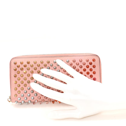 Christian Louboutin Calfskin Panettone Spiked Zip Around Wallet Pink Multicolor 2 of 6