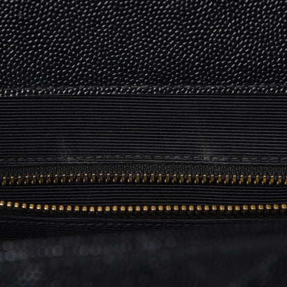 Saint Laurent Grain De Poudre Matelasse Chevron Large Monogram Satchel Black 8 of 8