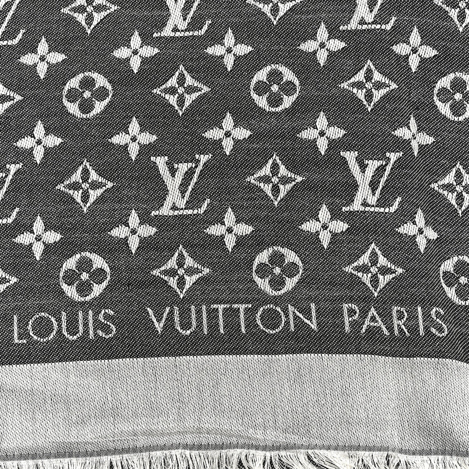 Louis Vuitton Silk Wool Monogram Denim Shawl Black 2 of 4
