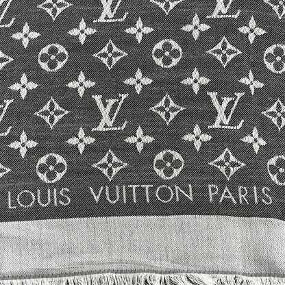 Louis Vuitton Silk Wool Monogram Denim Shawl Black 2 of 4