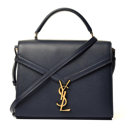 Saint Laurent Grain de Poudre Medium Classic Monogram Cassandra Top Handle Deep Marine 1 of 10