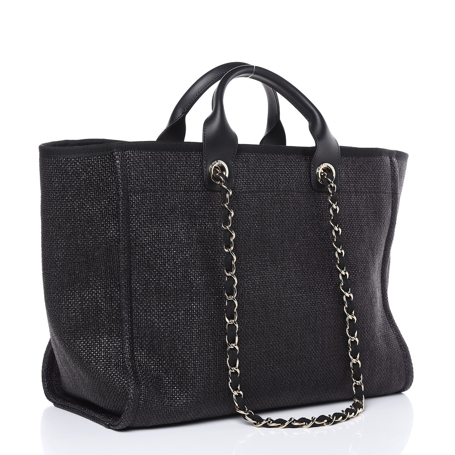 Chanel Woven Straw Raffia Large Deauville Tote Black 3 of 9