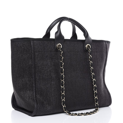 Chanel Woven Straw Raffia Large Deauville Tote Black 3 of 9