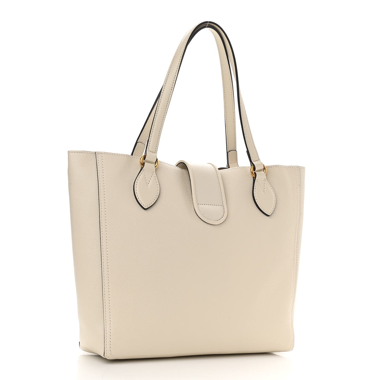 New Sakai Calfskin Lux Small Dahlia Tote Mystic White