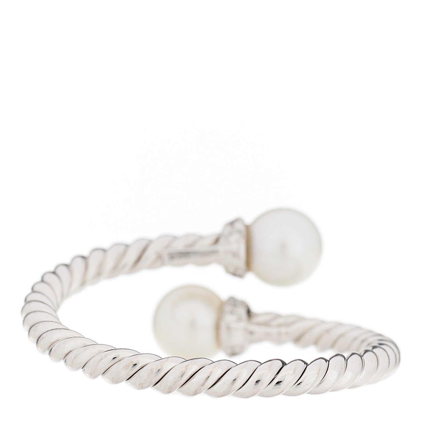 18K White Gold Pearl Diamond Petite Solari Bypass Ring 54 7