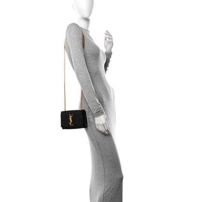 Saint Laurent Grain De Poudre Small Monogram Kate Satchel Black 3 of 10