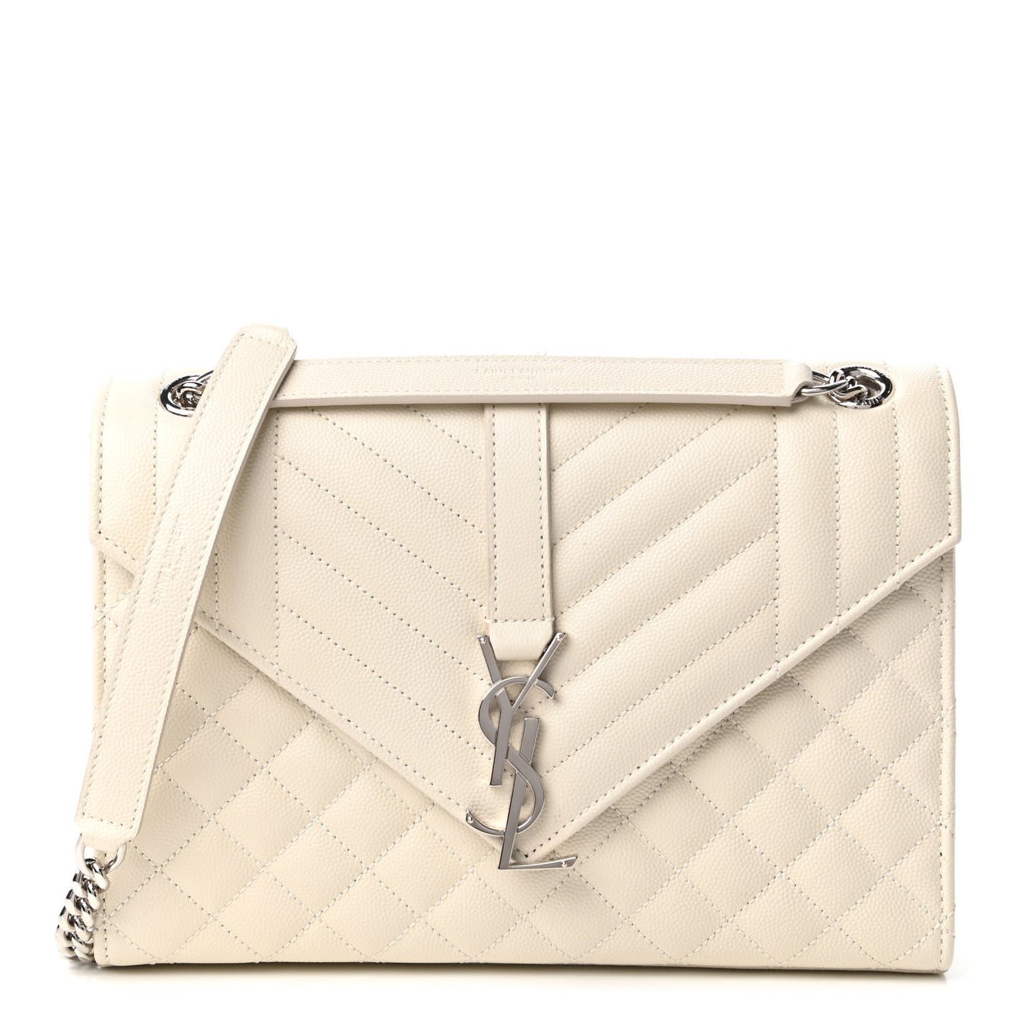 Grain De Poudre Textured Mixed Matelasse Medium Triquilt Monogram Satchel Porcellana