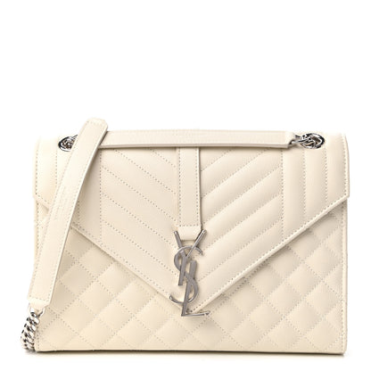 Saint Laurent Grain De Poudre Textured Mixed Matelasse Medium Triquilt Monogram Satchel Porcellana 1 of 10