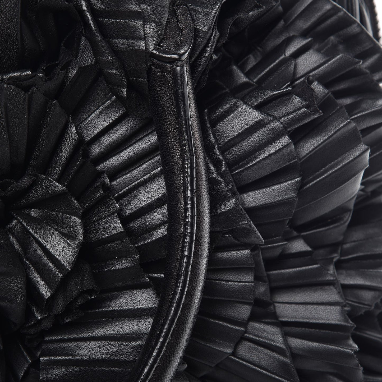 Nappa Pleated Petale Dome Tote Black