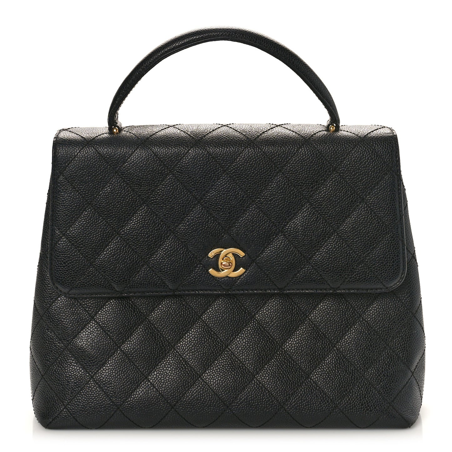 Caviar Quilted Jumbo Kelly Flap Black
