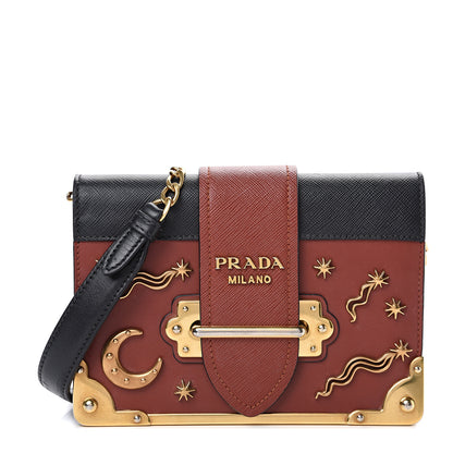 Prada City Calf Saffiano Cahier Astrology Bag Cotto Black 1 of 14