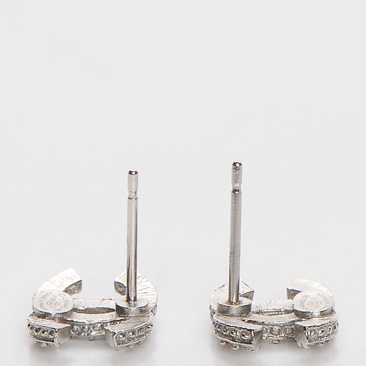 Chanel Crystal Timeless CC Earrings Silver 3 of 6