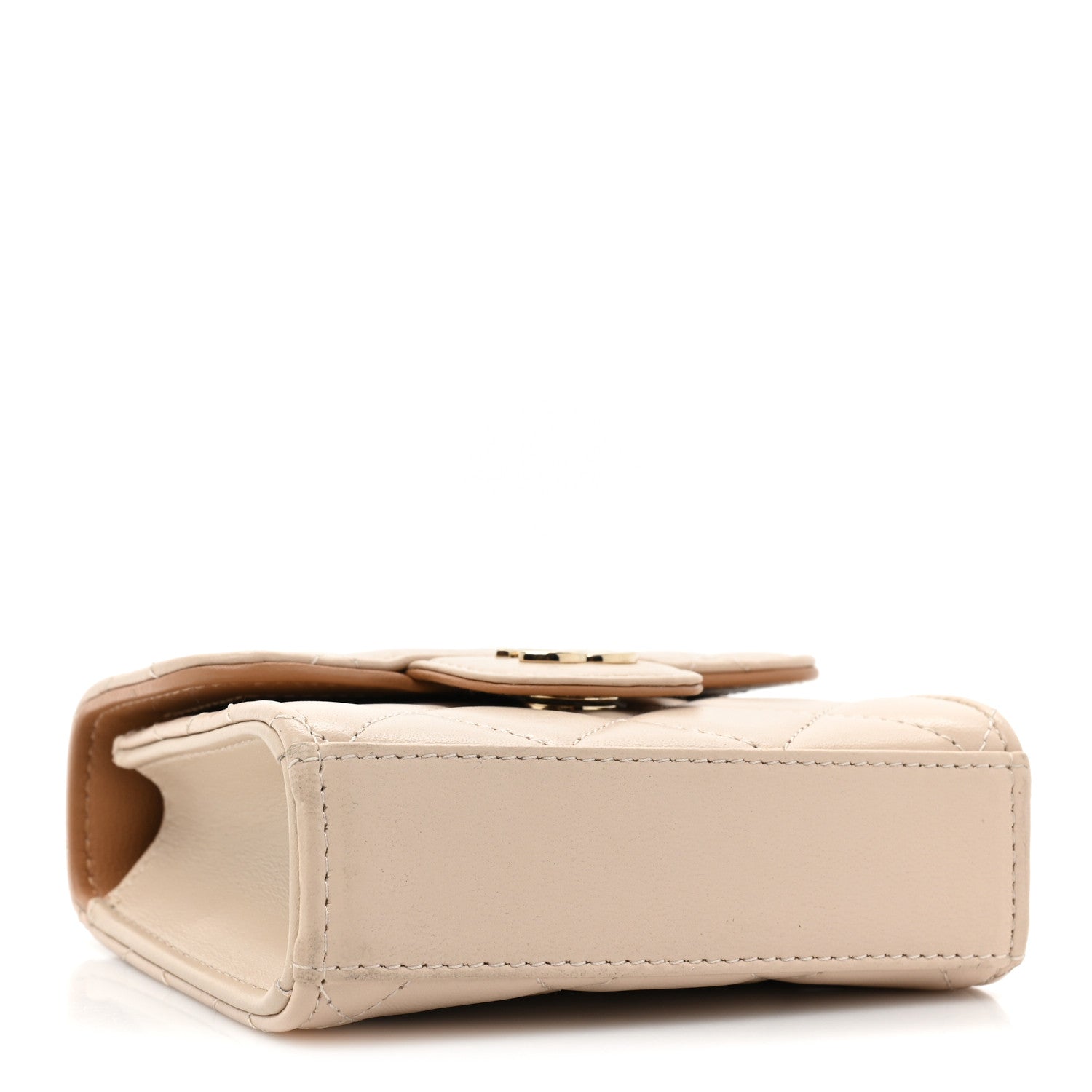Chanel Lambskin Quilted Bi-Color Top Handle Clutch With Chain Beige Brown 4 of 11
