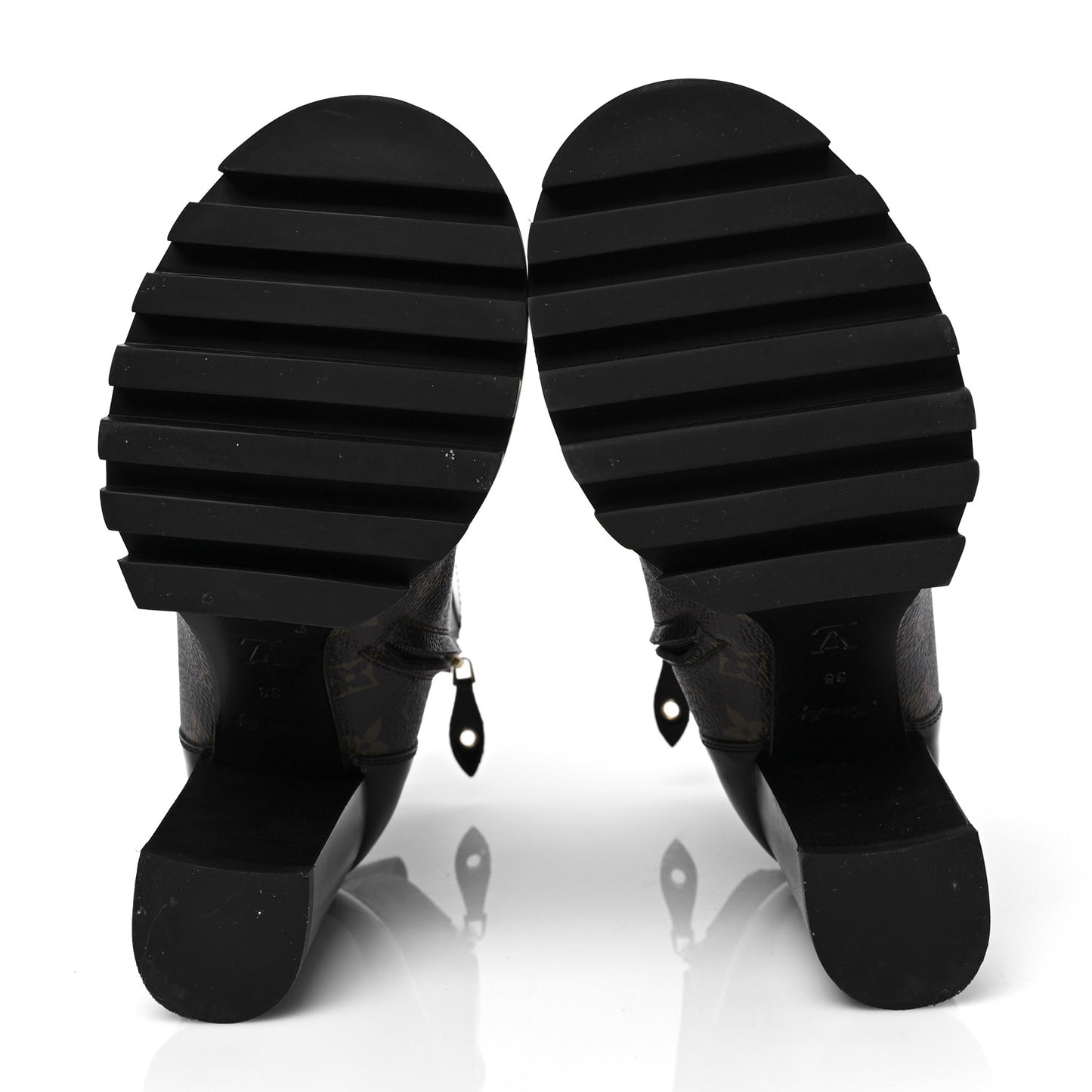 Patent Calfskin Monogram Star Trail Ankle Boots 38 Black
