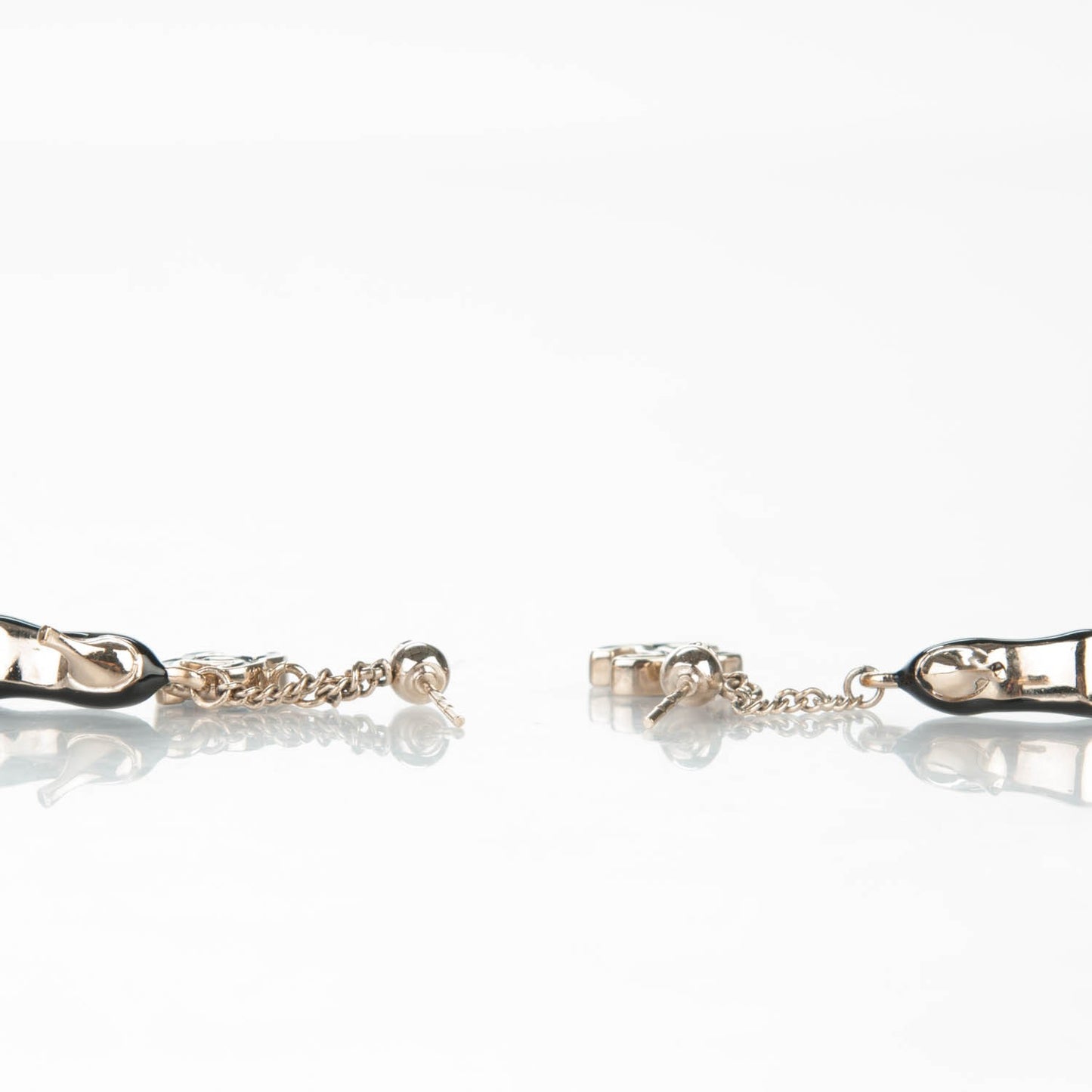 Enamel CC Heels Charm Earrings Black Gold