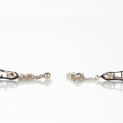 Chanel Enamel CC Heels Charm Earrings Black Gold 6 of 6