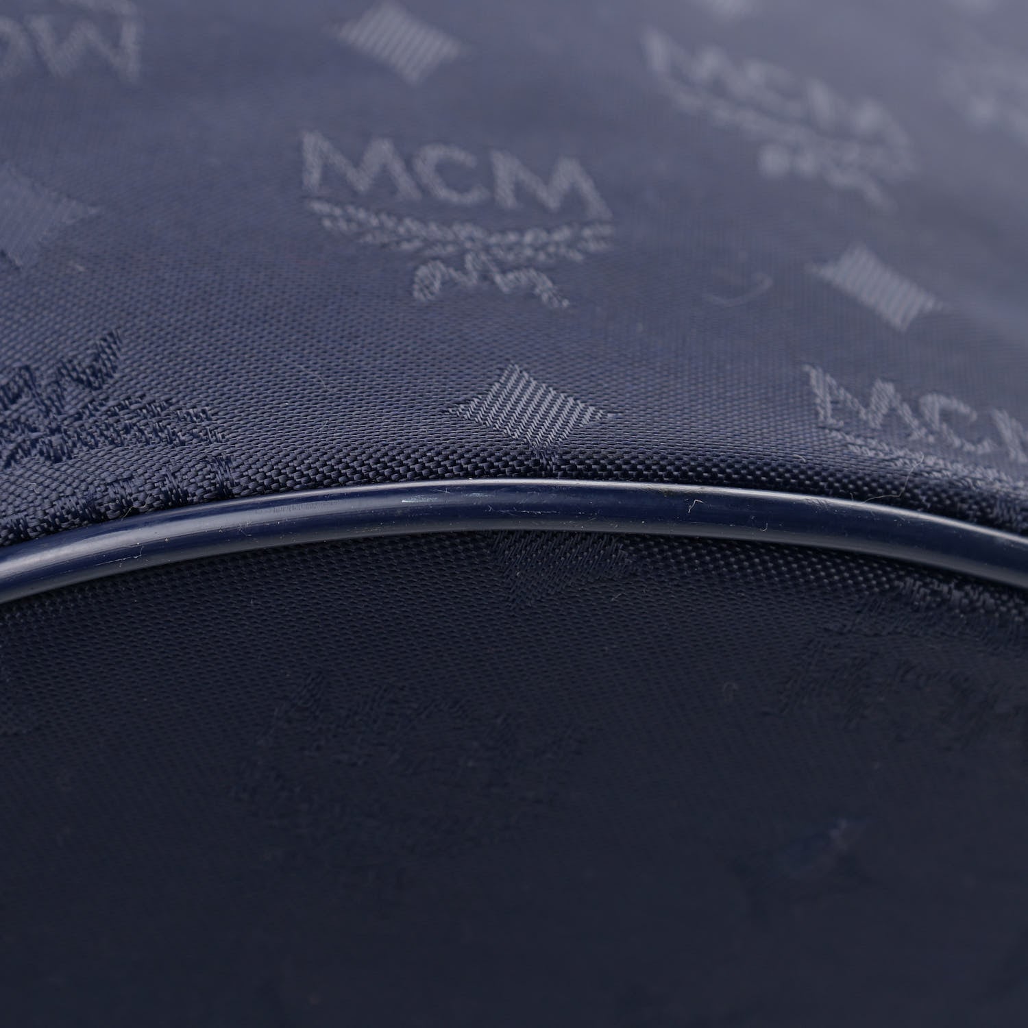 MCM Nylon Monogram Calfskin Tote Navy 11 of 12