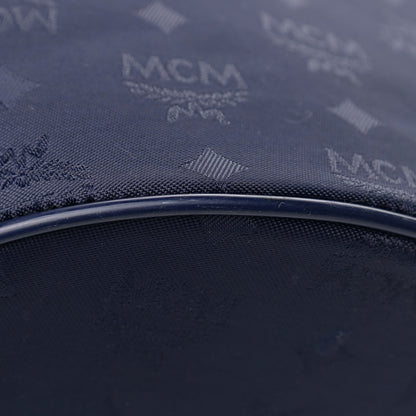 MCM Nylon Monogram Calfskin Tote Navy 11 of 12