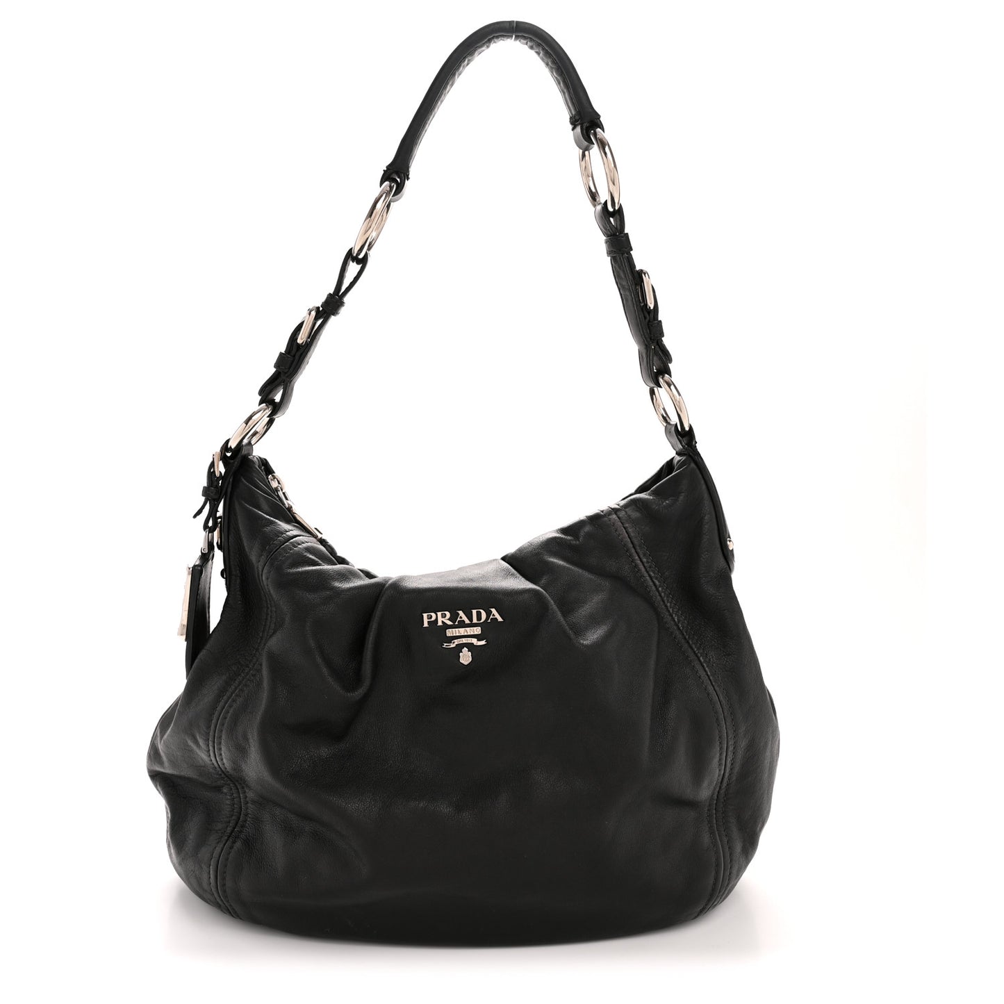 Soft Calf Pleated Hobo Black