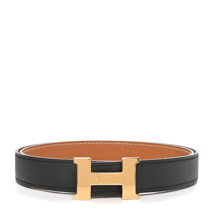 Hermes Swift Epsom 24mm Mini Constance H Belt  80 32 Black Gold 1 of 5