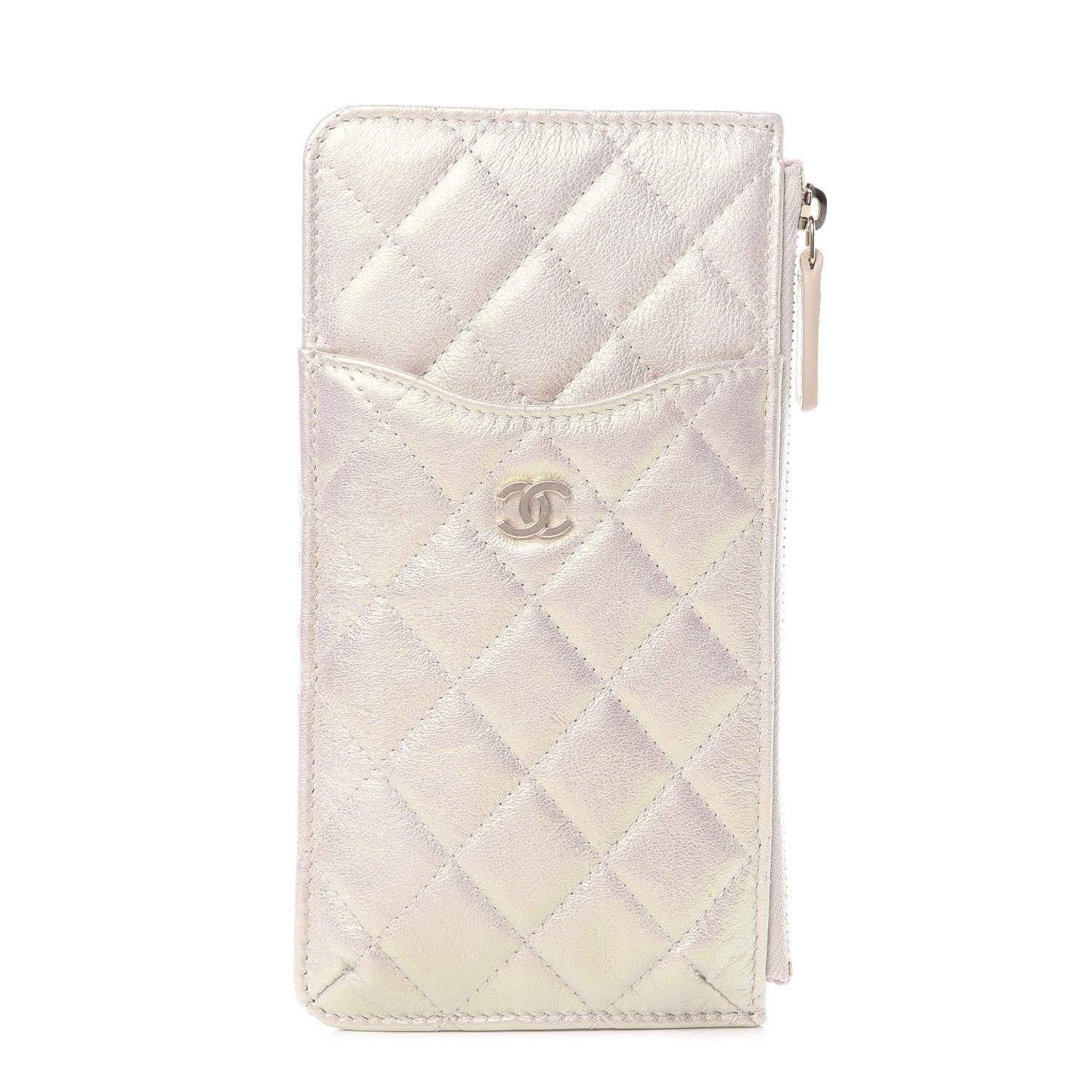 Chanel Iridescent Lambskin Quilted Classic Flat Wallet Pouch Ivory 1 of 8
