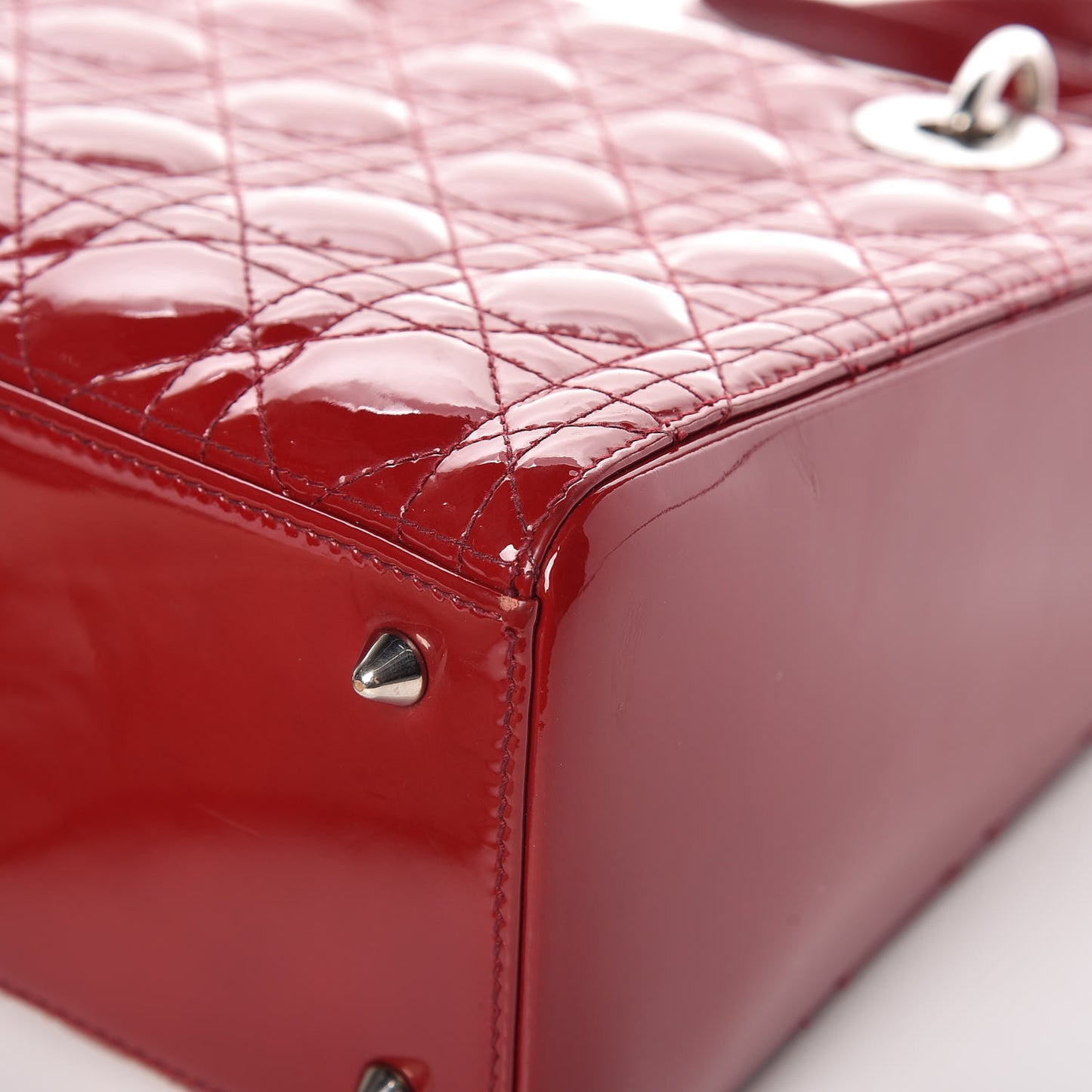 Patent Cannage Medium Lady Dior Red
