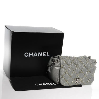 Chanel Nylon Quilted Tweed Stitch Bubble Flap Grey 5 of 8