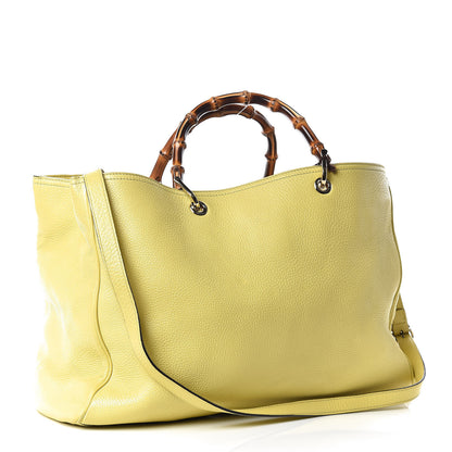 Gucci Pebbled Calfskin Large Bamboo Shopper Tote Citrus 3 of 19