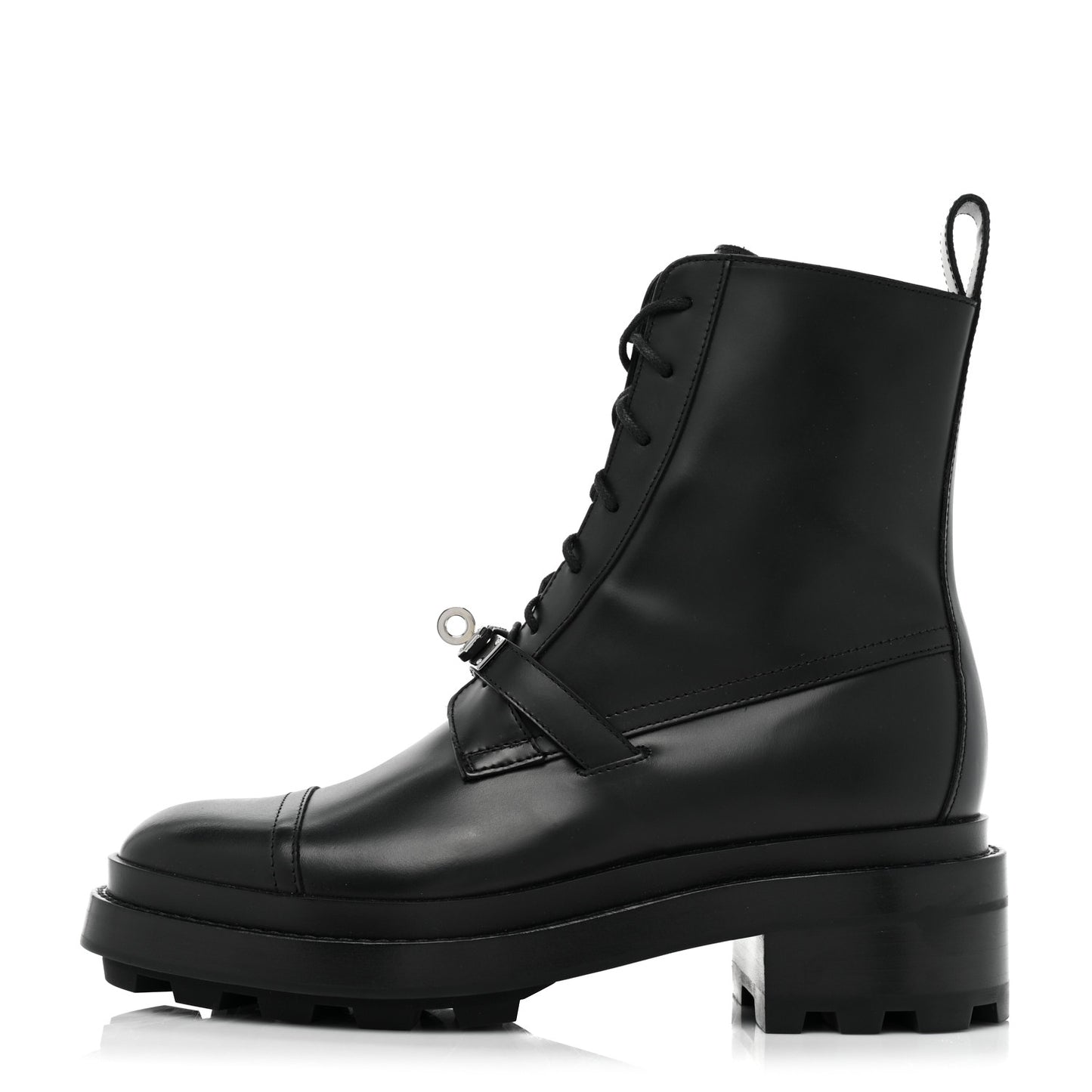 Glossed Calfskin Funk Ankle Boots 37.5 Black
