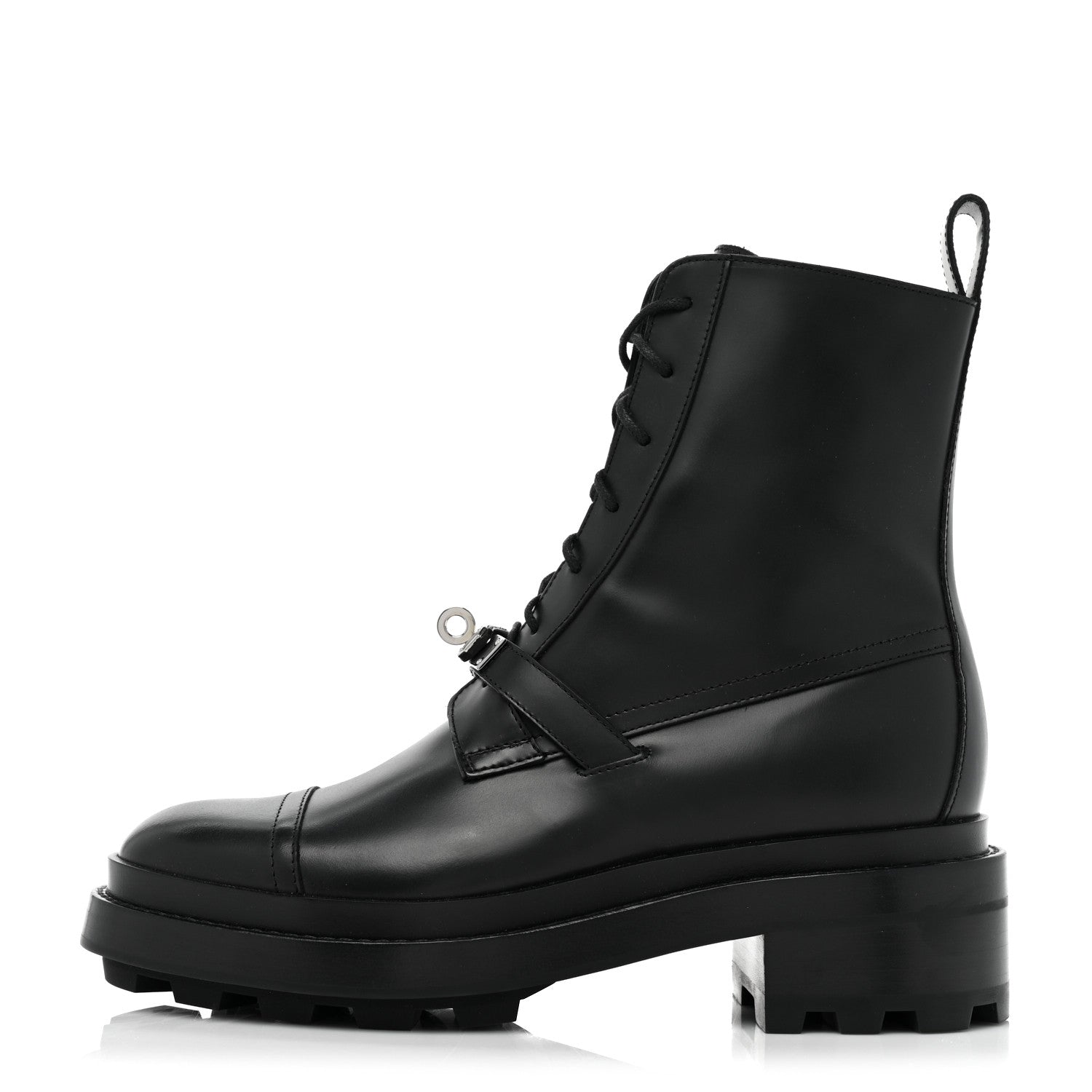 Hermes Glossed Calfskin Funk Ankle Boots 37.5 Black 1 of 11