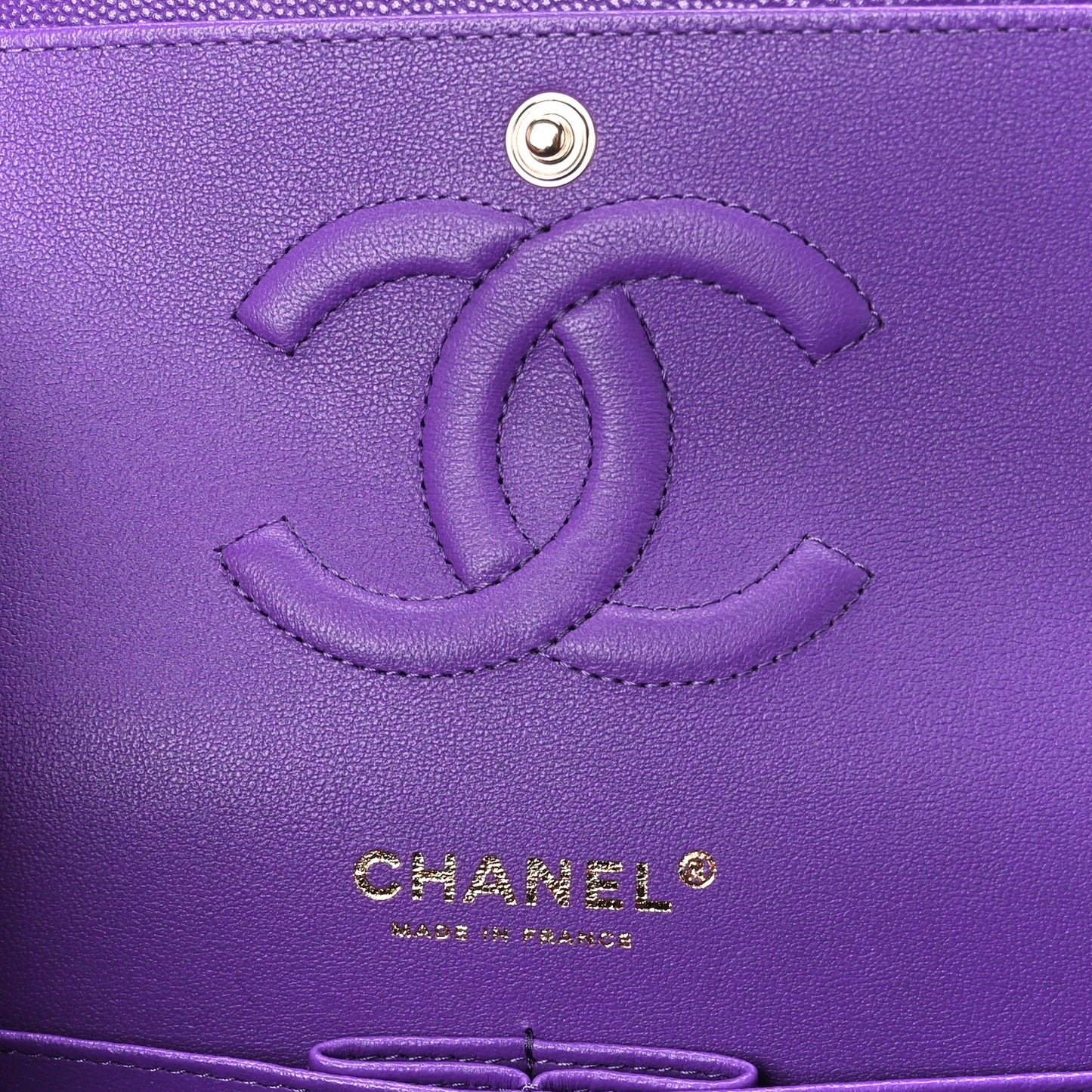 Caviar Quilted Medium Double Flap Purple