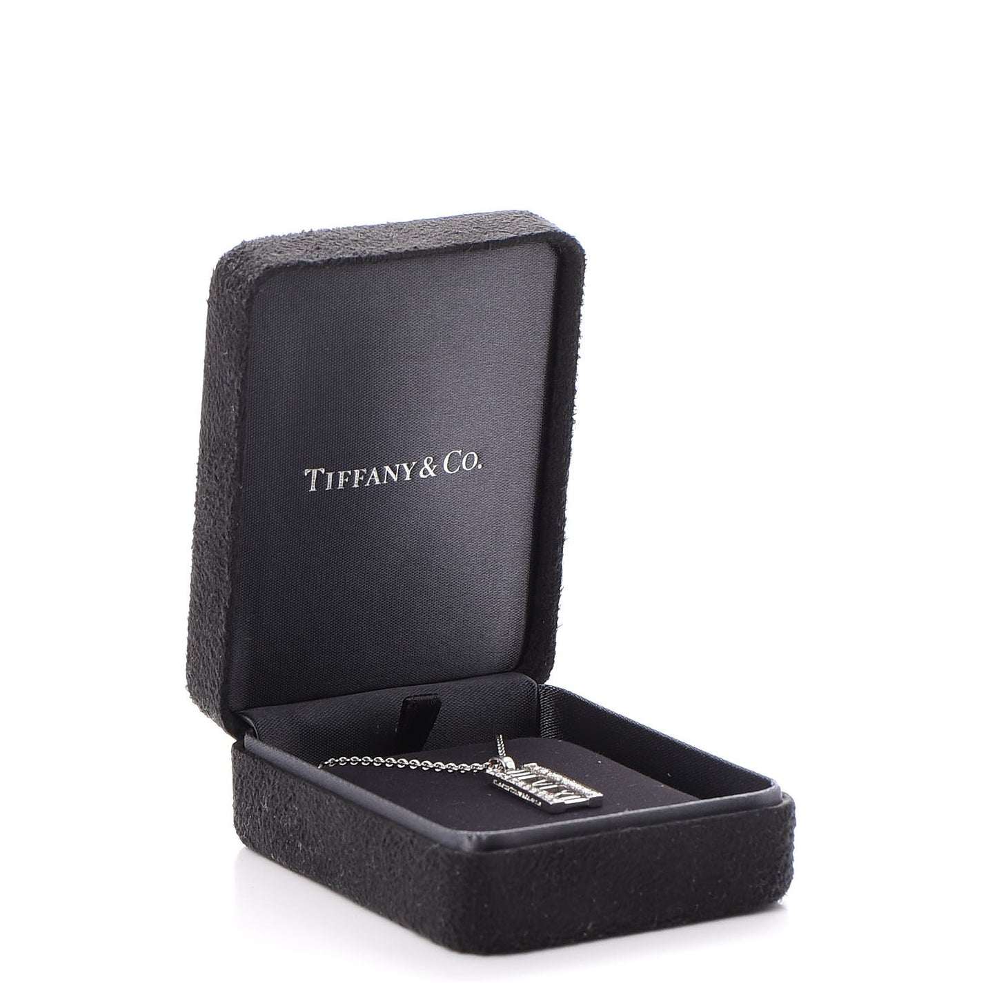 18K White Gold Diamond Atlas Bar Pendant Necklace