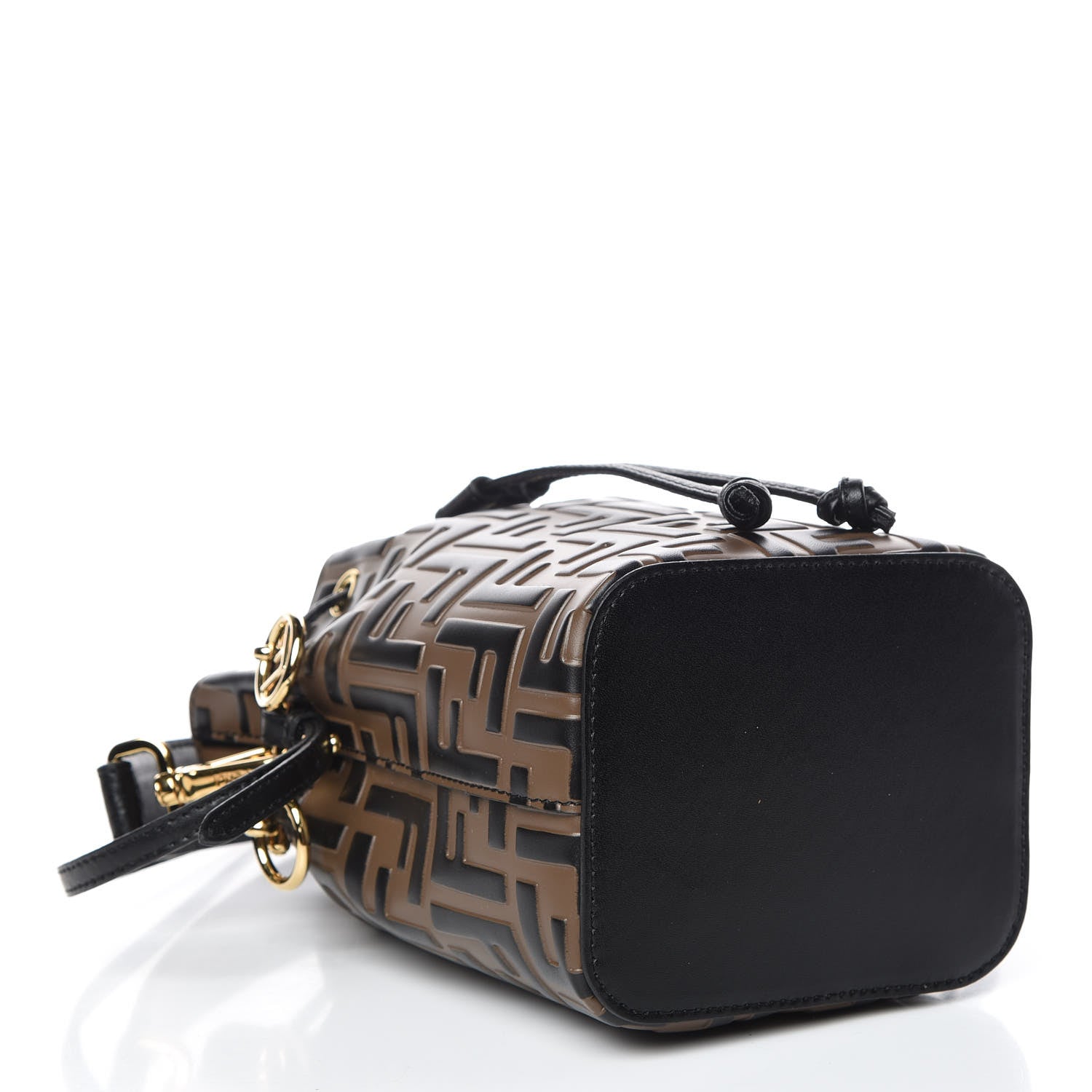 Fendi Vitello Liberty F is Fendi Bi-Color FF 1974 Embossed Mini Mon Tresor Bucket Bag Maya Black 5 of 10