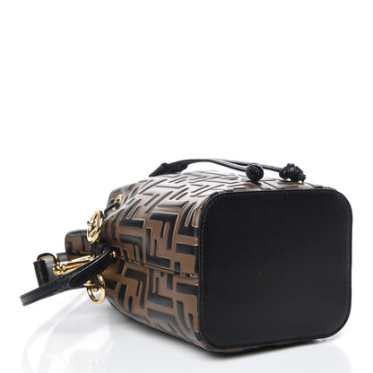 Fendi Vitello Liberty F is Fendi Bi-Color FF 1974 Embossed Mini Mon Tresor Bucket Bag Maya Black 5 of 10