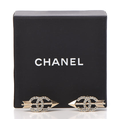 Chanel Metal Crystal CC Arrow Earrings Gold 5 of 5