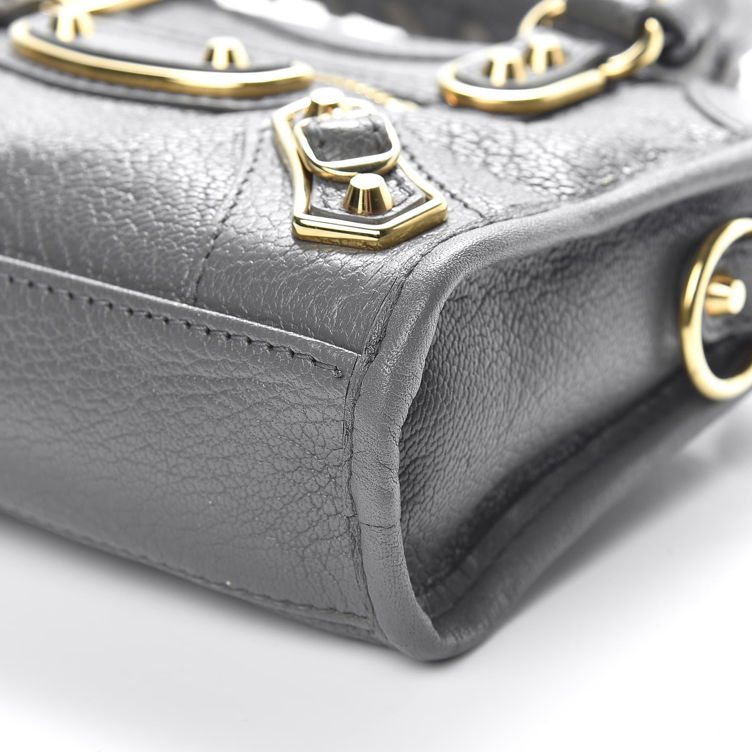 Balenciaga Chevre Gold Metallic Edge Hardware Nano City Gris Acier 7 of 10