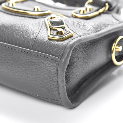 Balenciaga Chevre Gold Metallic Edge Hardware Nano City Gris Acier 7 of 10