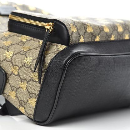 Gucci GG Supreme Monogram Bees Print Small Day Backpack Beige Oro Black 7 of 9