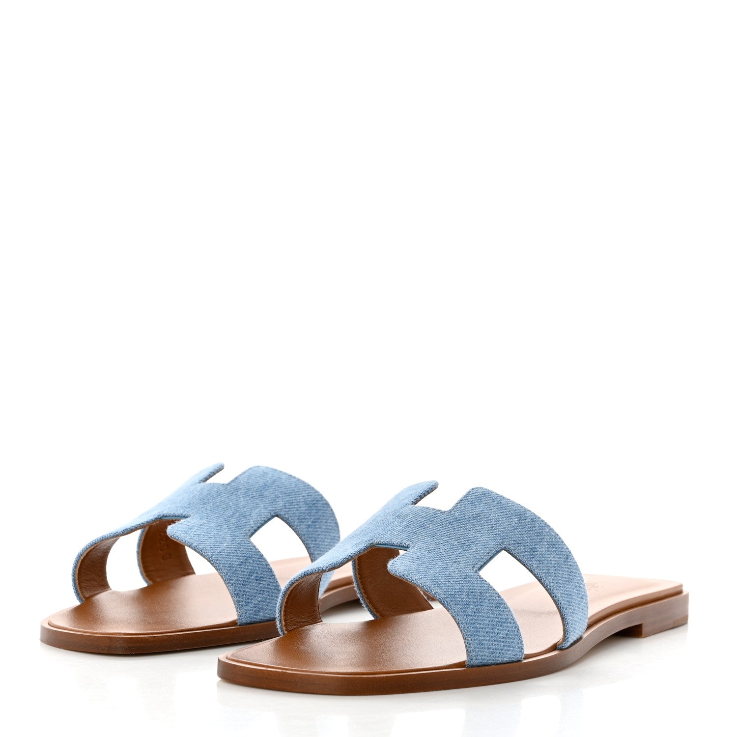 Hermes Denim Canvas Oran Sandals 38.5 Bleu Clair 3 of 9
