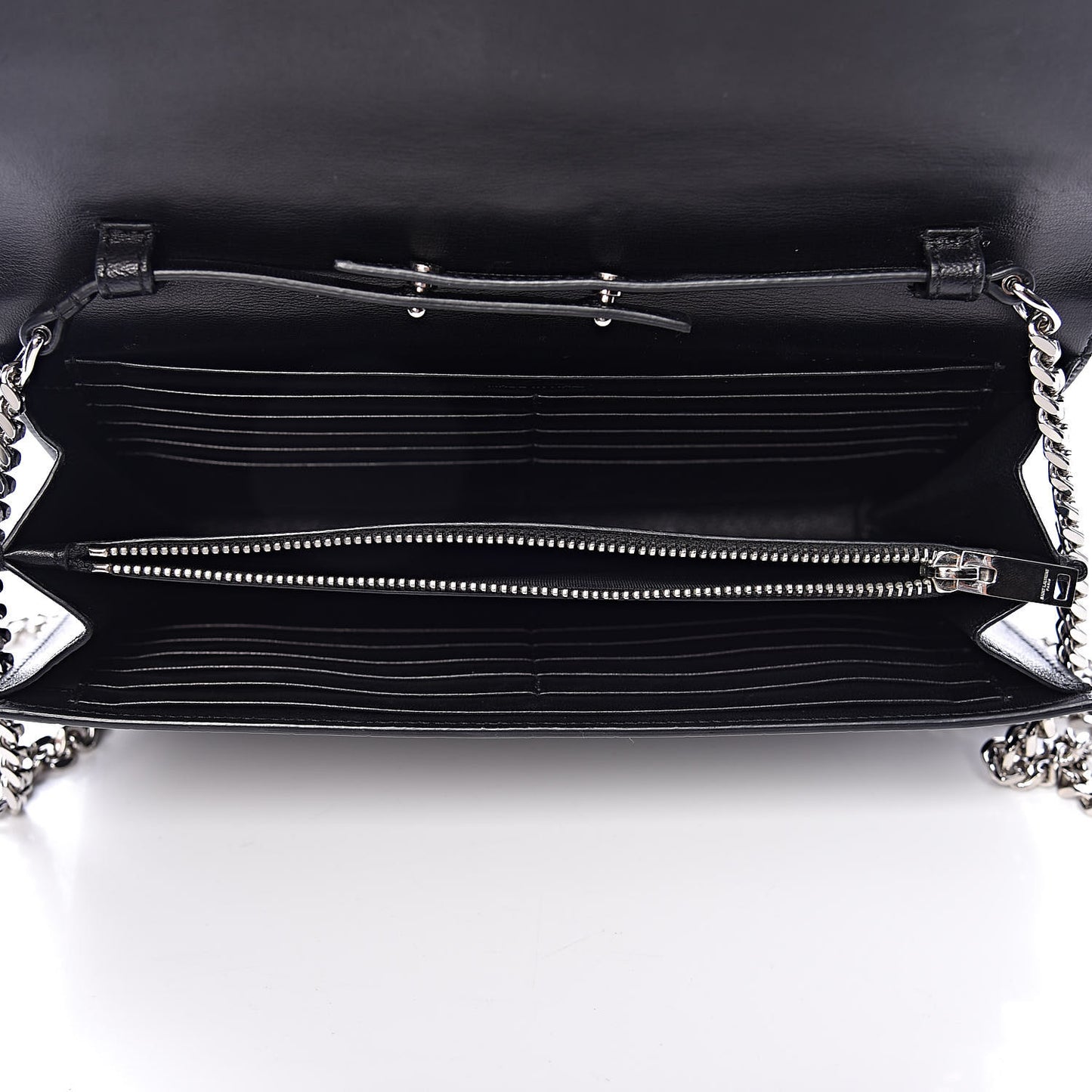 Calfskin Crocodile Embossed Monogram Chain Wallet Black