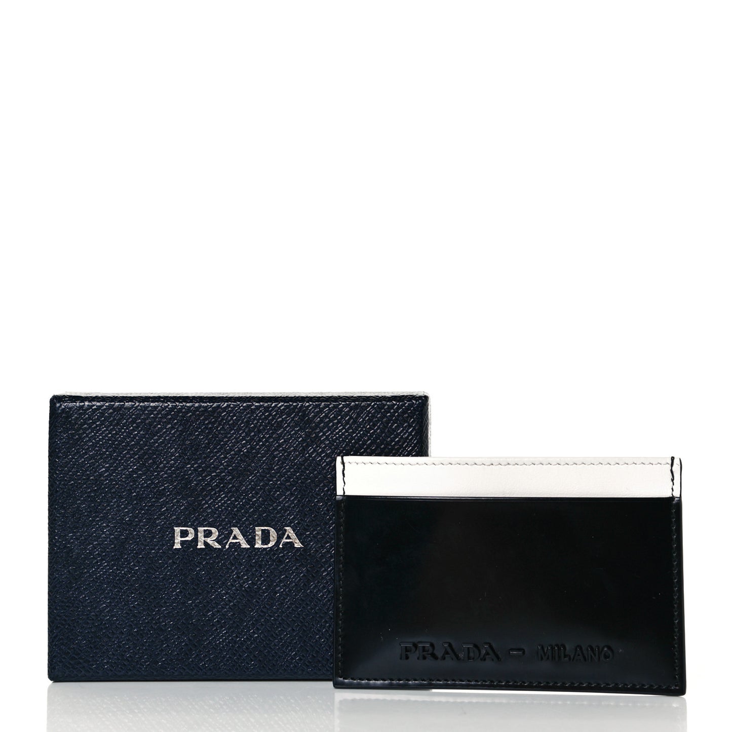 Spazzolato City Calfskin Card Case Black White