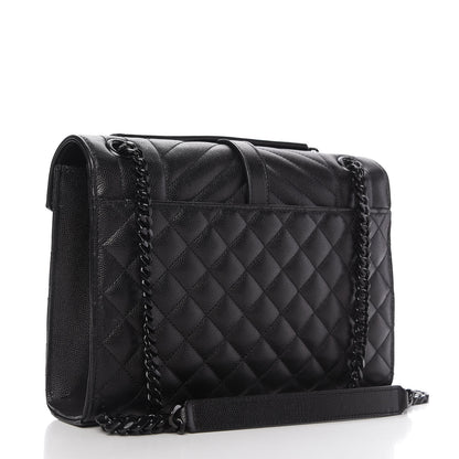 Saint Laurent Grain De Poudre Textured Mixed Matelasse Triquilt Medium Monogram Satchel Black 3 of 10