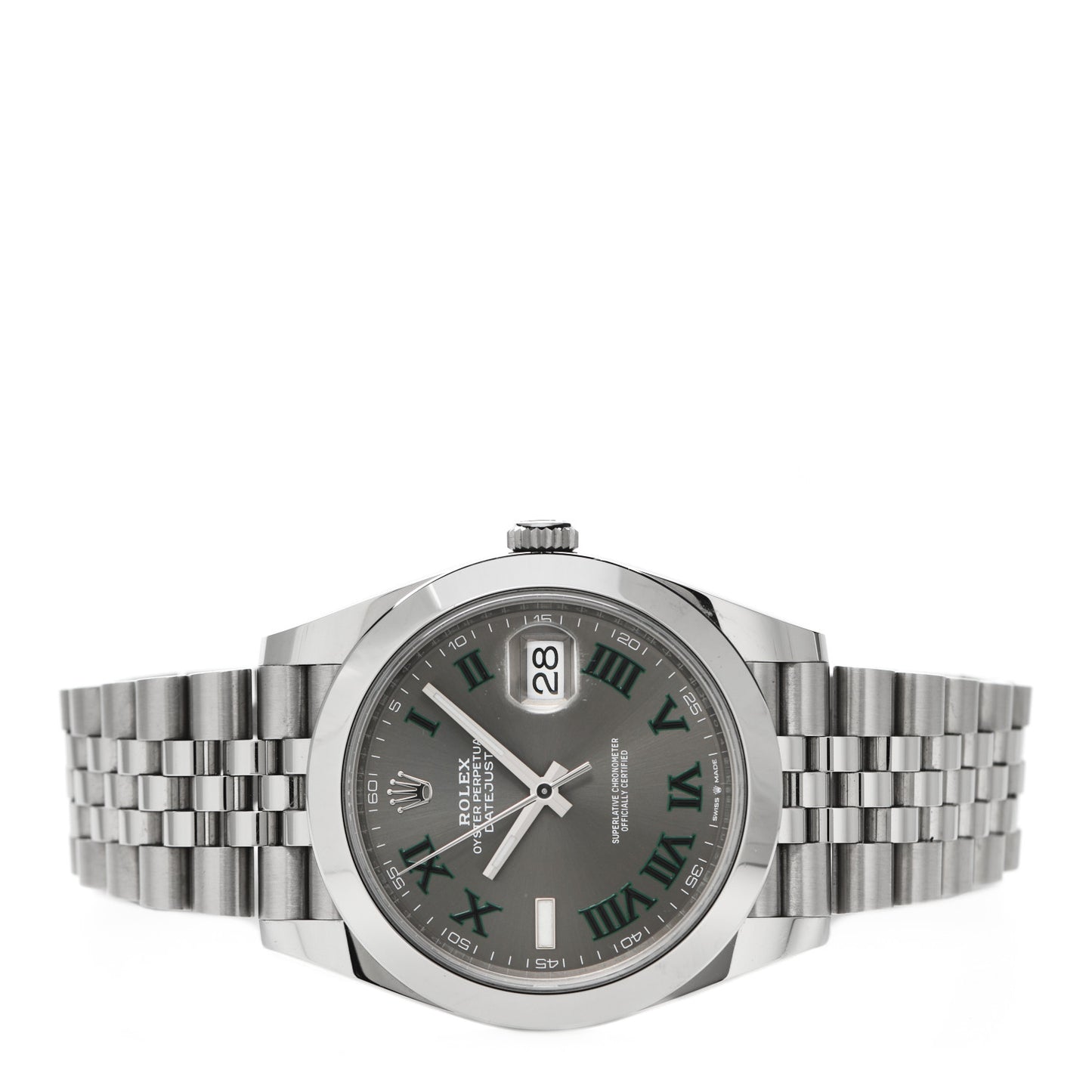 Stainless Steel 41mm Oyster Perpetual Wimbledon Datejust Watch Slate 126300