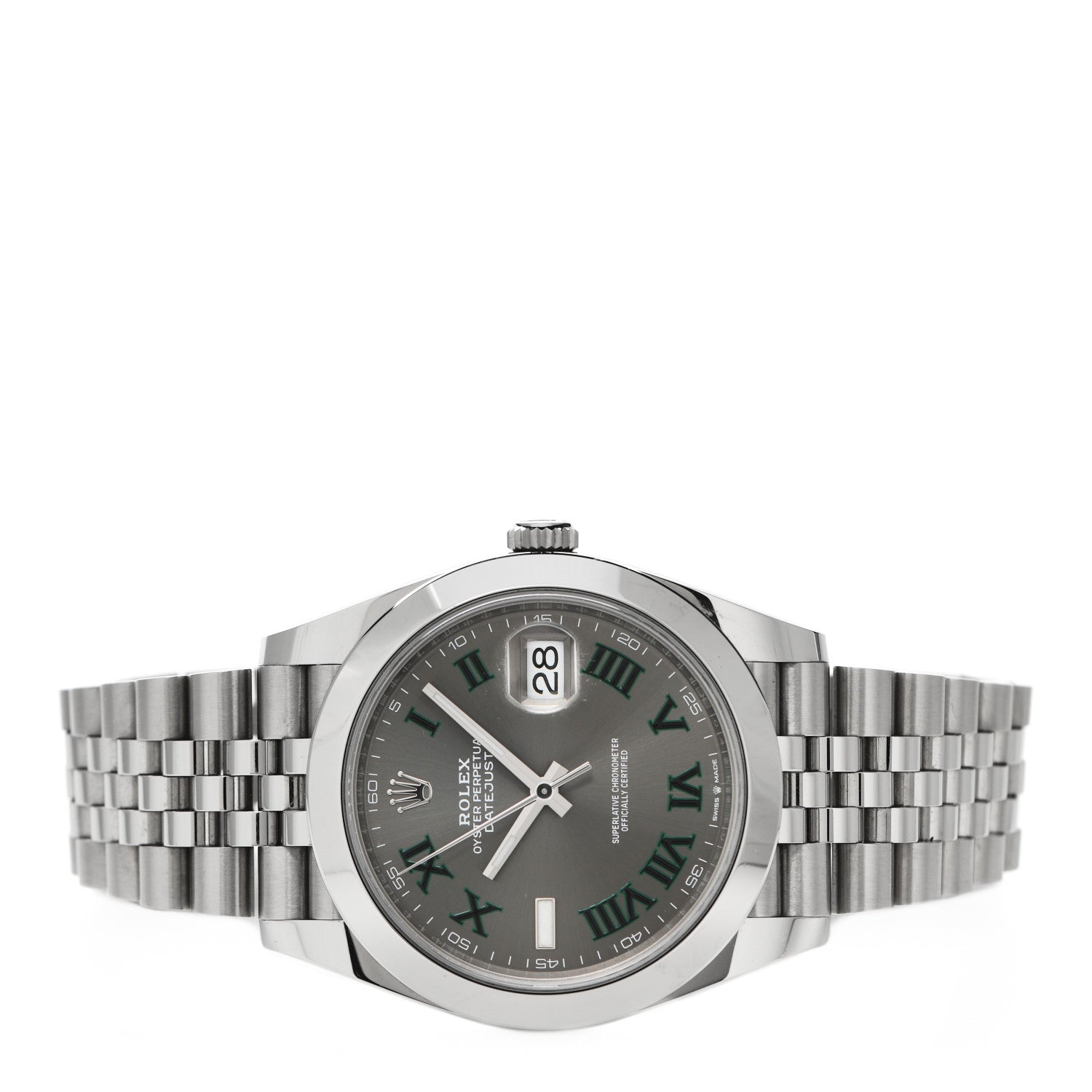 Rolex Stainless Steel 41mm Oyster Perpetual Wimbledon Datejust Watch Slate 126300 2 of 5