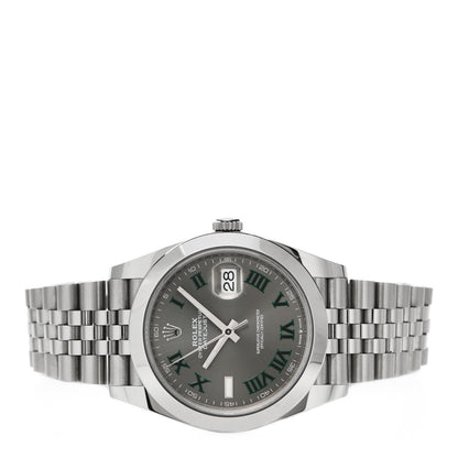 Rolex Stainless Steel 41mm Oyster Perpetual Wimbledon Datejust Watch Slate 126300 2 of 5